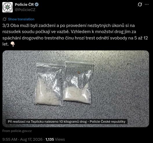 deset kilogramů drog deset kilogramů drog