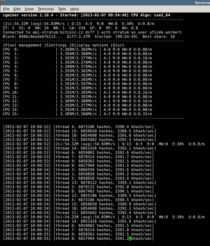 cgminer x4450 sse2_64